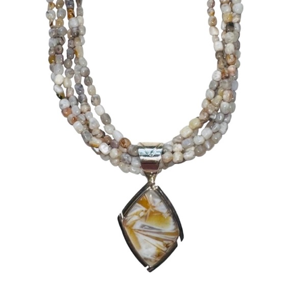 Jay King Agate Sterling Silver Multi Stranded Pendant Necklace - Picture 2 of 10